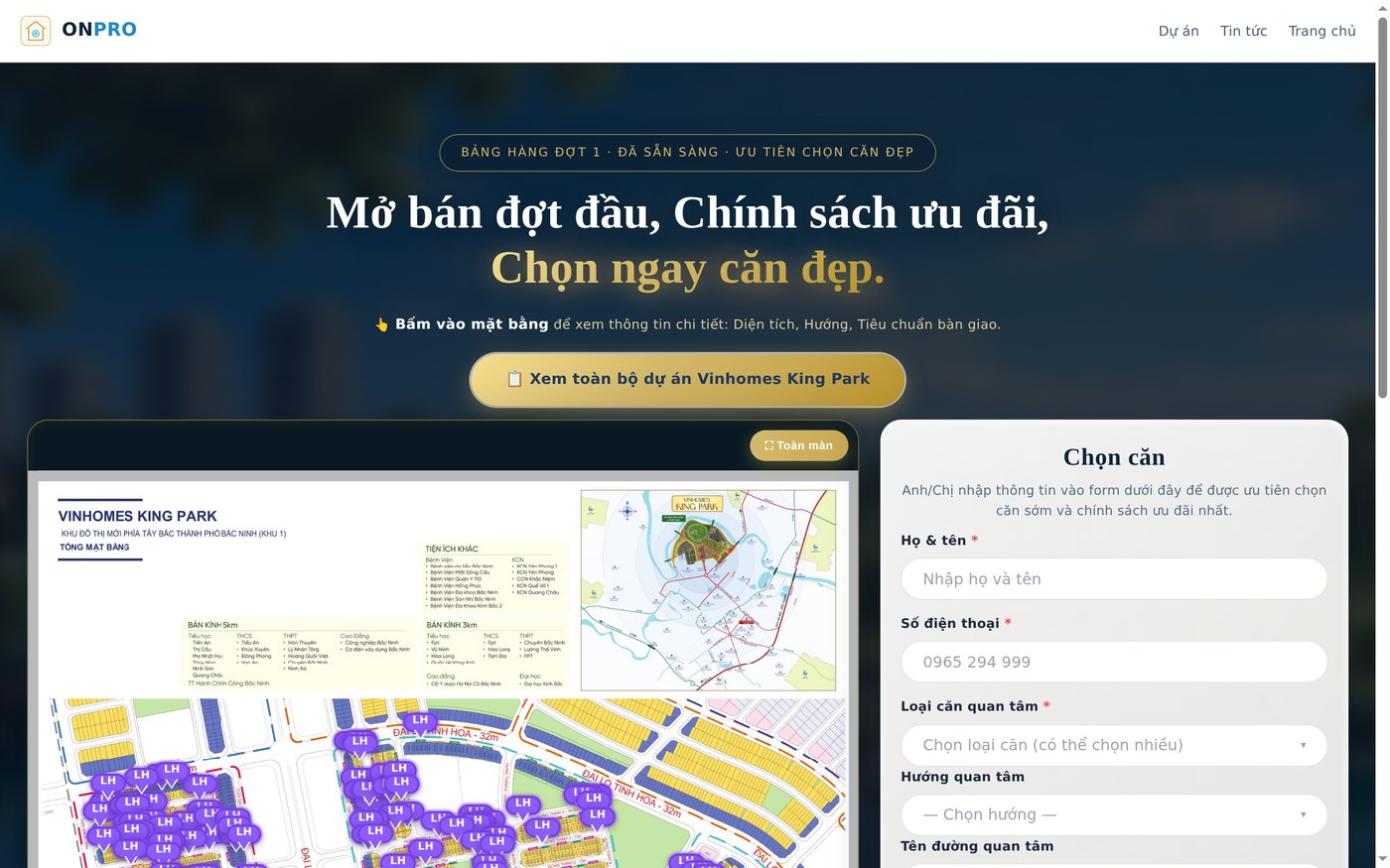 Hướng dẫn chọn quỹ căn Vinhomes King Park: xem mặt bằng và lọc đúng vị trí