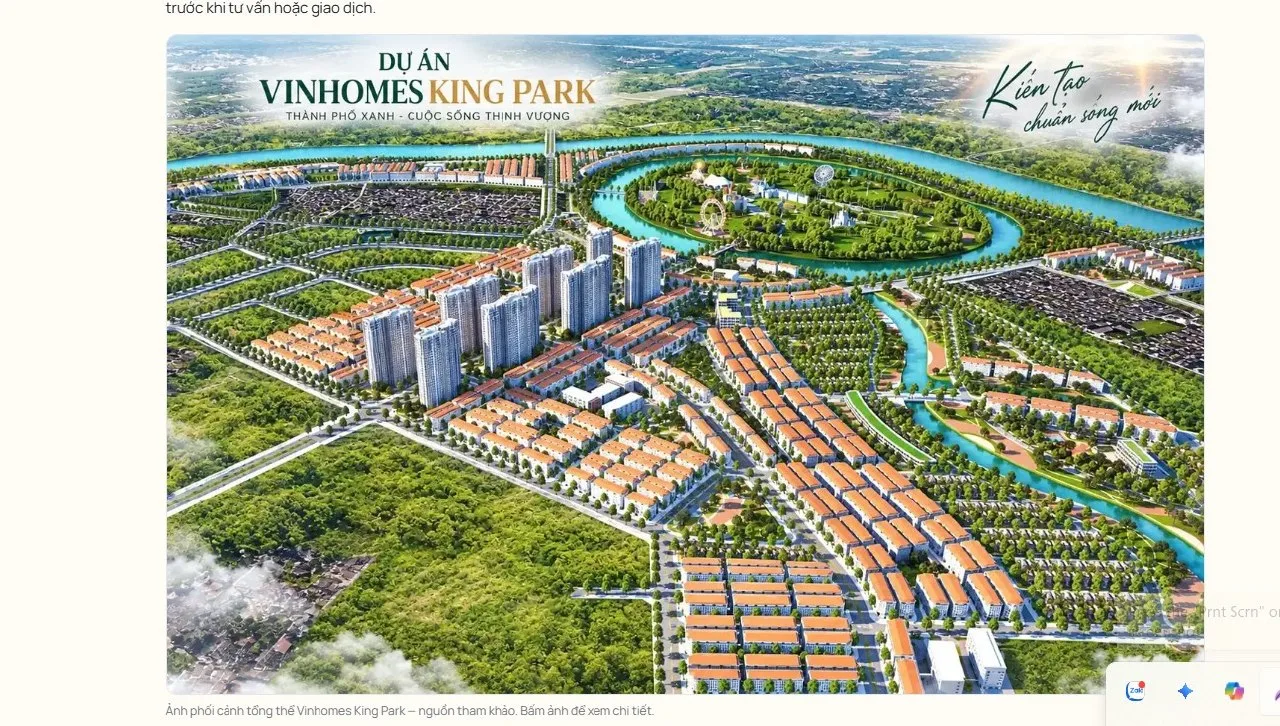 Phối cảnh tổng thể Vinhomes King Park - đại đô thị ven sông Cầu