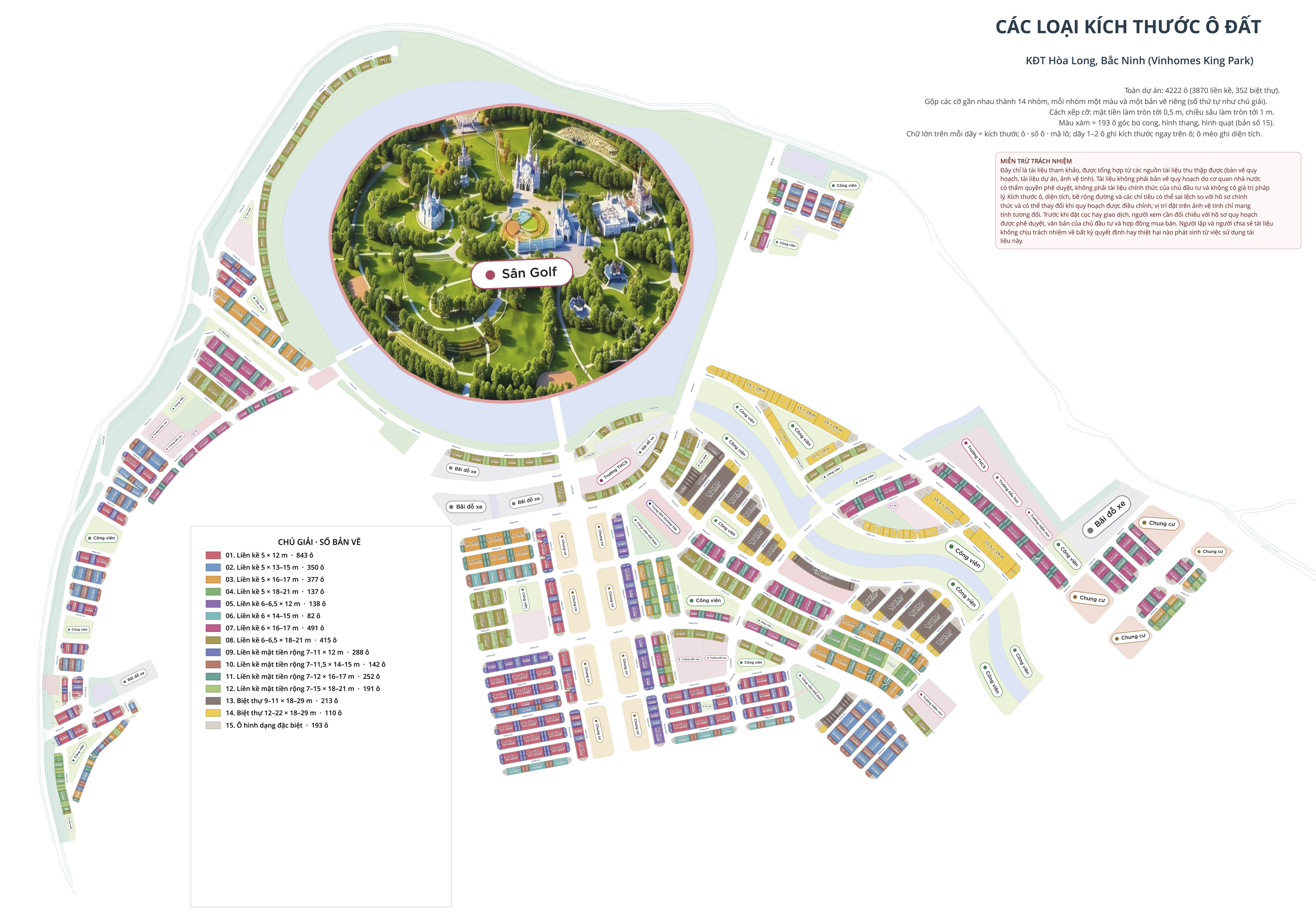 Bảng kích thước ô đất Vinhomes King Park