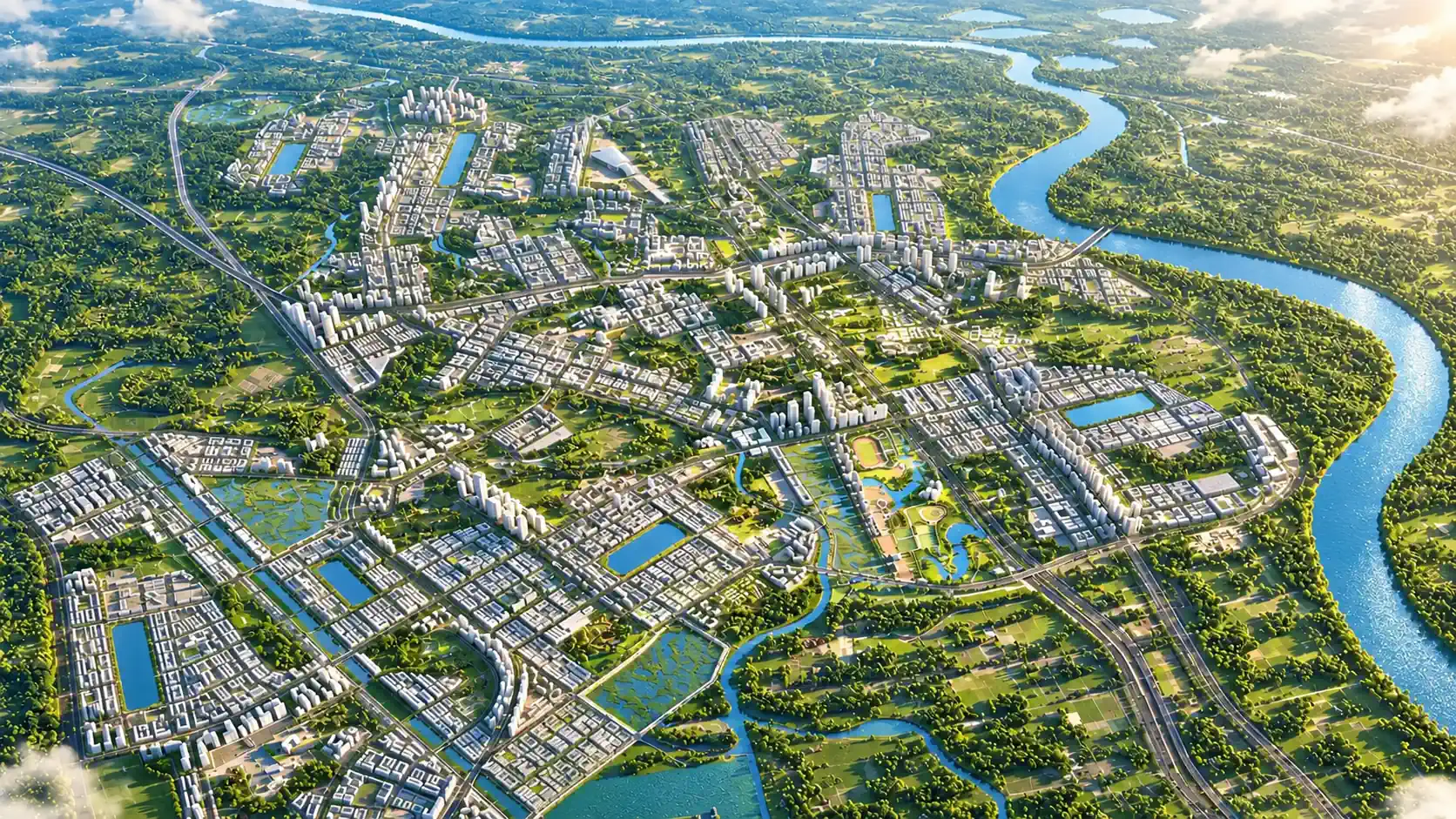 Phối cảnh đô thị thể thao Vinhomes Global Sportia nhìn từ trên cao
